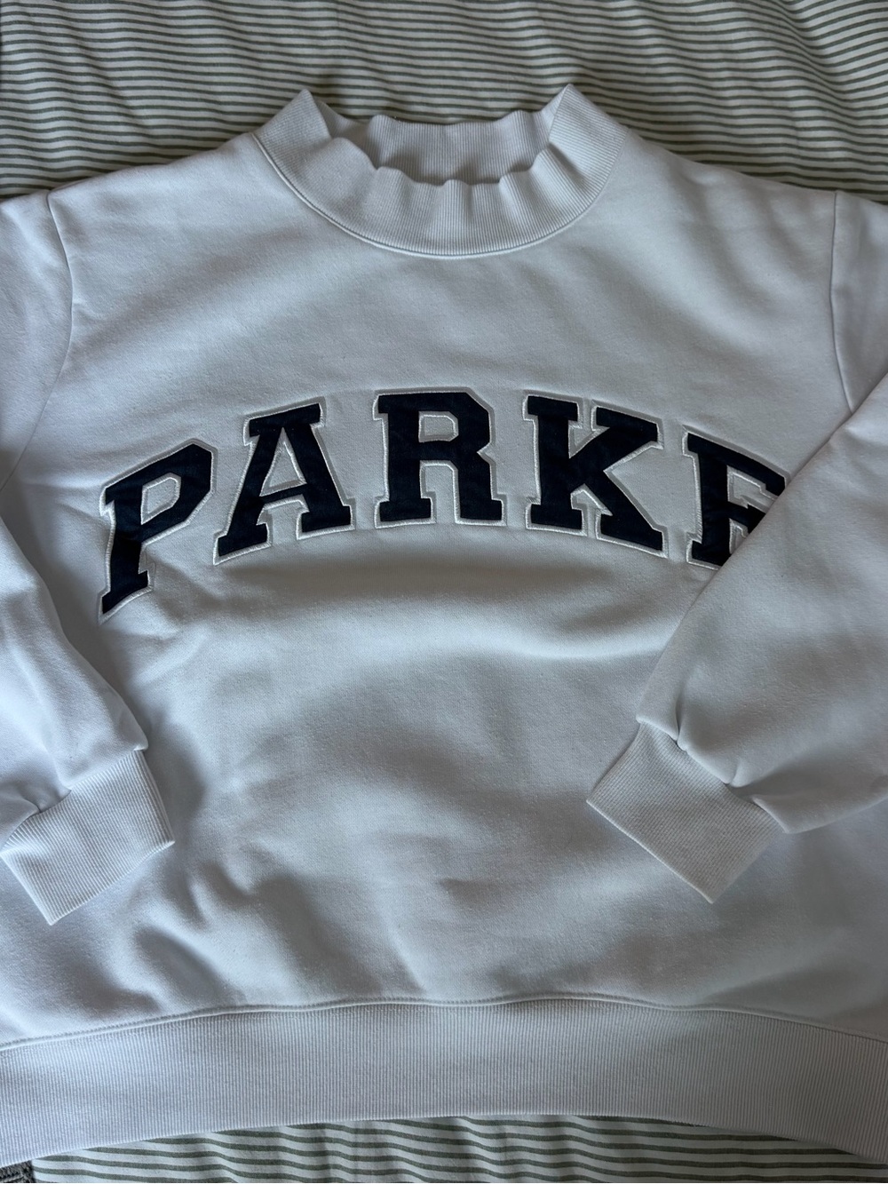 PARKE OG VARSITY MOCKNECK SWEATSHIRT - WHITE + DENIM